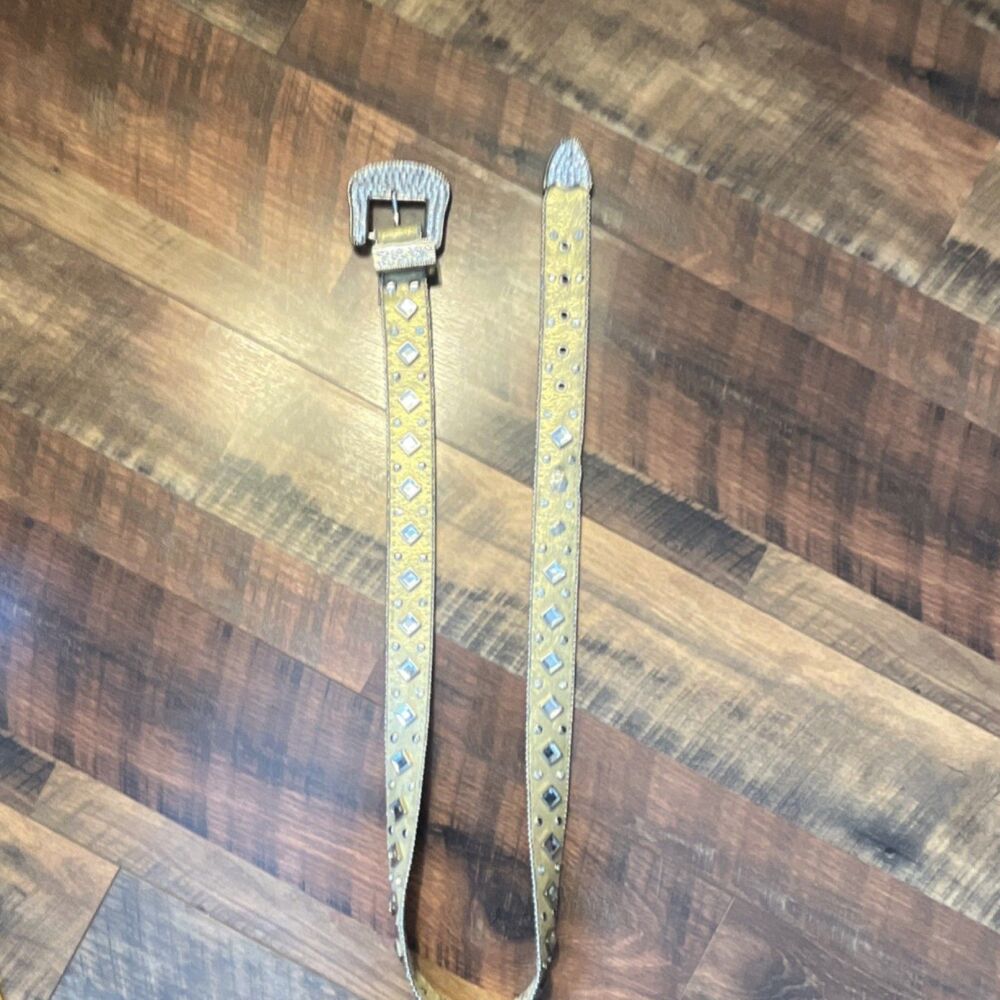 Gold Western Medium Belt Rhinestone Studded Adjustable Buckle Women